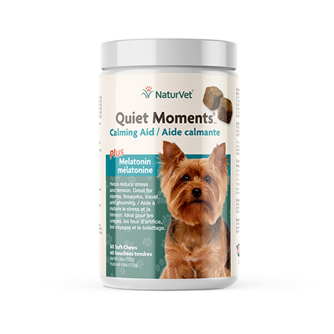 NaturVet® Quiet Moments® Calming Aid Plus Melatonin (60ct) Soft Chews for Dogs