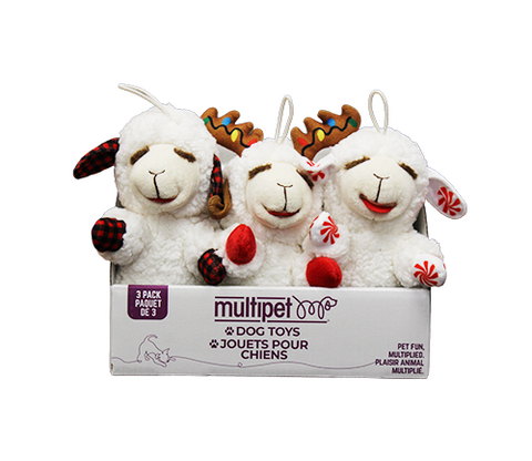 MULTIPET Holiday Lamb Chop Dog Toy - 3 Pack