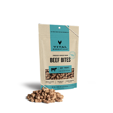 Vital Essentials Freeze-Dried Beef Bites Treats for Dogs - 2.5 oz