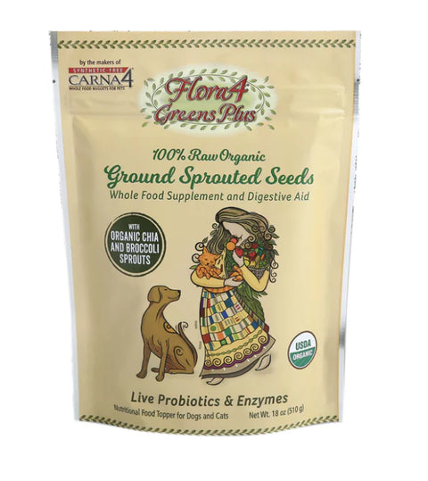 Flora4 Greens PLUS Sprouted Seeds Food Topper Supplement for Pets - 510g