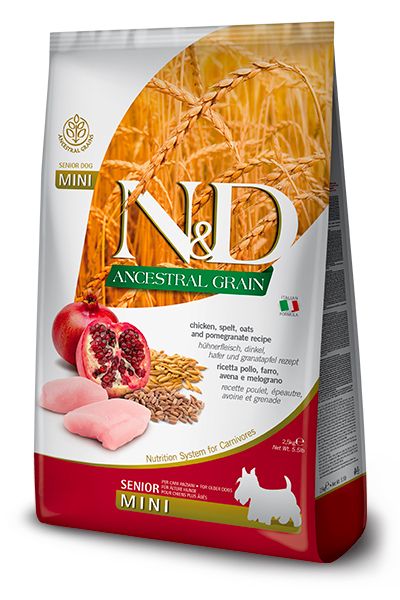 Farmina N&D Ancestral Grain Chicken Pomegranate Senior Adult Dog Food - 2.5kg