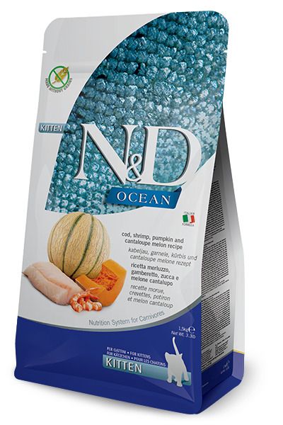 Farmina N&D Ocean Cod, Shrimp, Pumpkin, Cantaloupe Kitten Food - 1.5kg