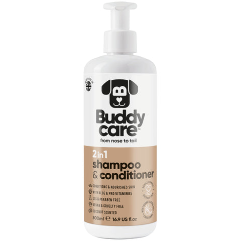 Buddy Care Coconut 2-in-1 Dog Shampoo & Conditioner – 500 ml