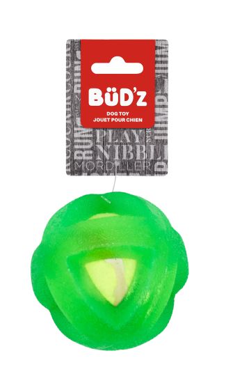 Budz Rubber Dog Toy With Inserted Tennis Ball | Assorted Colours