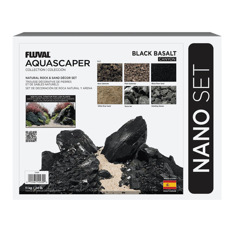 Fluval Black Basalt Aquascaper Natural Rock & Sand Décor - Nano Set - 11kg (24lb)