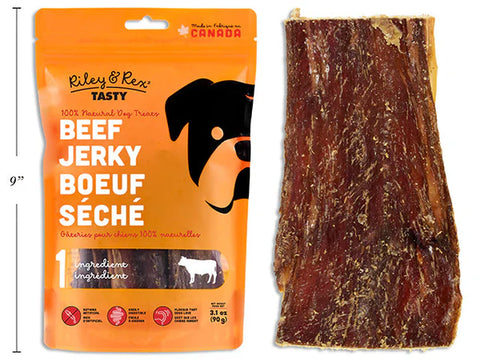 Riley & Rex Tasty Beef Jerky 100% Natural Dog Treats 90g
