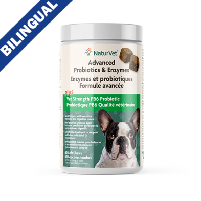 NaturVet Advanced Probiotics & Enzymes Plus - Vet Strength PB6 Probiotic - 60 Soft Chews