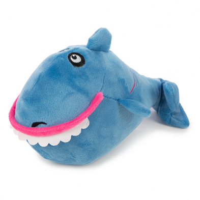 goDog Action Plush - Blue Shark with Chew Guard Technology - Animated Squeaker Dog Toy