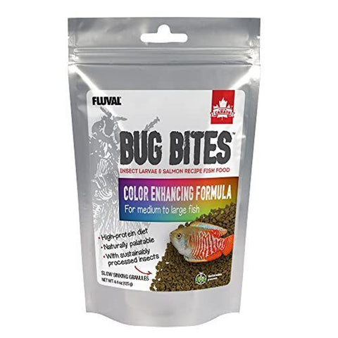 Fluval Bug Bites Color Enhancing Formula - Medium to Large - 1.4-2 mm pellets - 125g