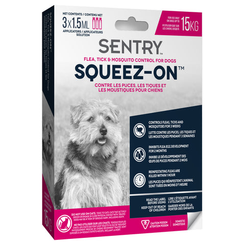 Sentry Squeez-On Flea, Tick & Mosquito Control, For Dogs