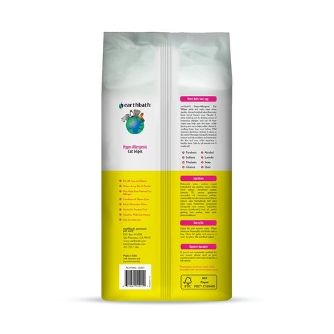 Earthbath Hypo-Allergenic Cat Wipes | Fragrance Free 100 PetWipes