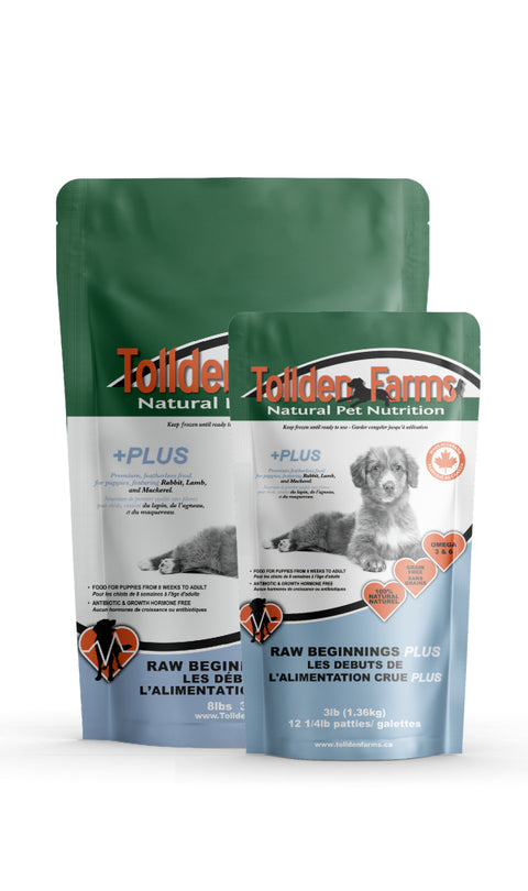 Tollden Farms Raw Beginnings Puppy Plus 3lb Rabbit, Lamb & Mackerel