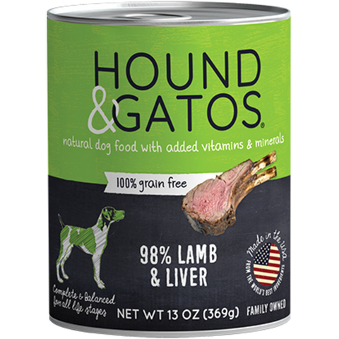 Hound & Gatos Lamb & Lamb Liver Complete Meal For Dogs 13oz
